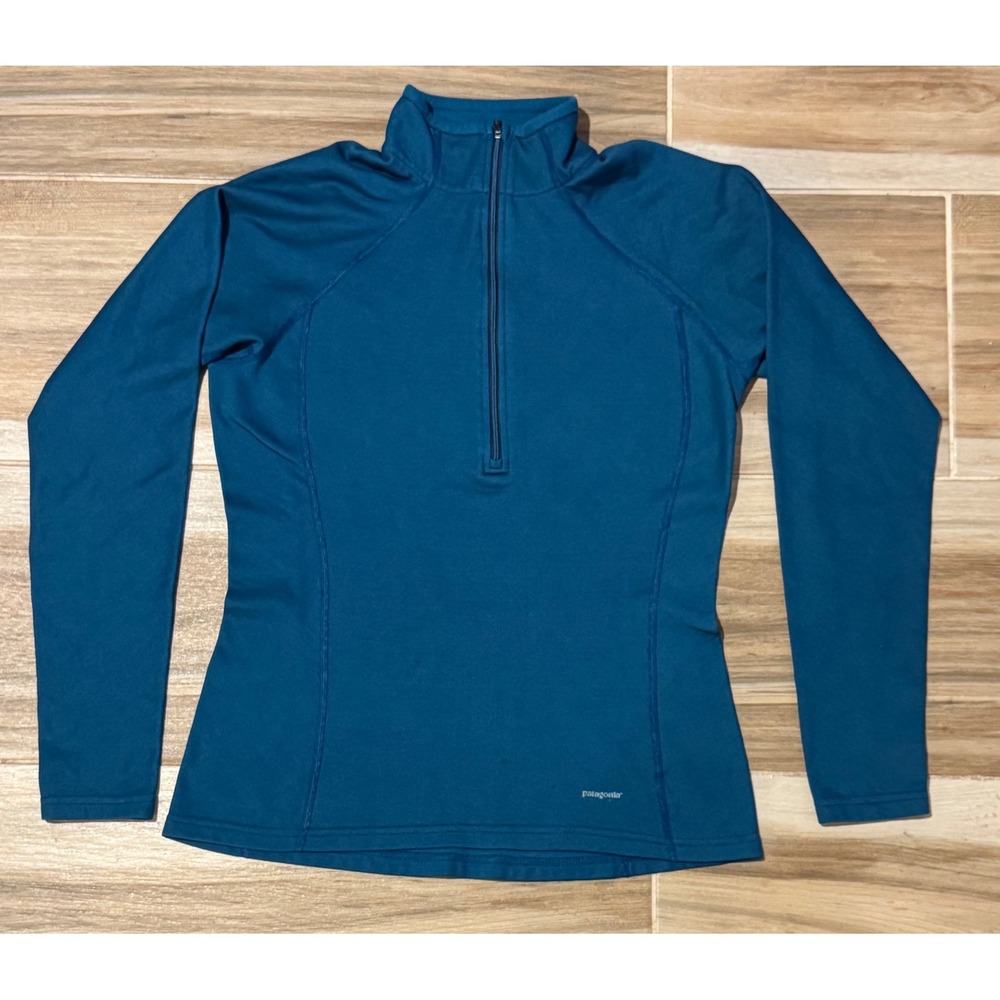 Patagonia Capilene Quarter Zip Performance Baselayer Top Blue Womens Small